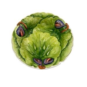 Vintage Handpainted Ceramiche Leonardo Large Fig and Leaf Fruit Bowl